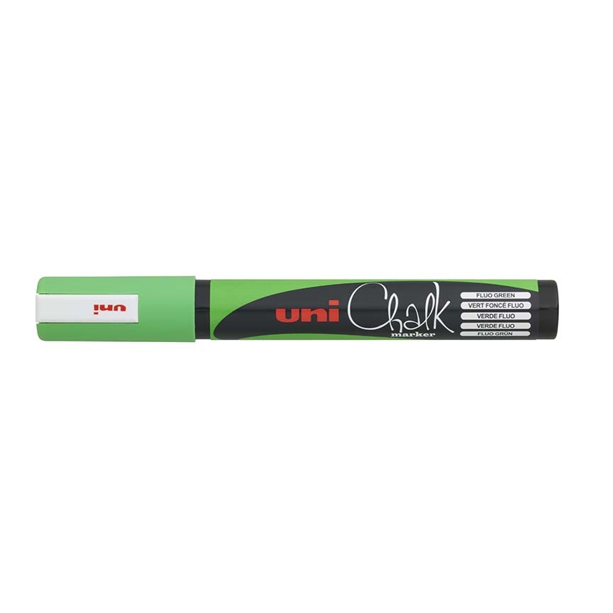 Křídový popisovač Uni Chalk Marker PWE-5M, 1,8-2,5 mm, fluo-zelený