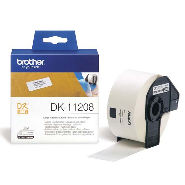 Papírové štítky Brother DK11208, 38mm x 90mm, bílá, 400 ks, pro tiskárny řady QL