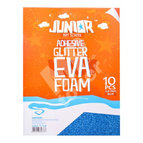 Dekorační pěna EVA modrá glitter A4, tloušťka 2,0 mm, samolepící, 10ks 1