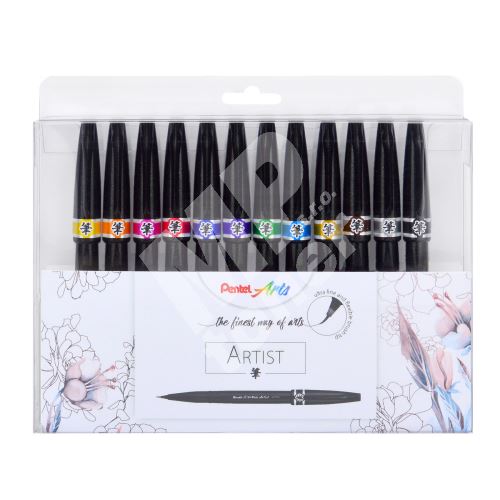 Pentel Sign Pen Artist SESF30C, barevný štěteček, sada 12 barev 1