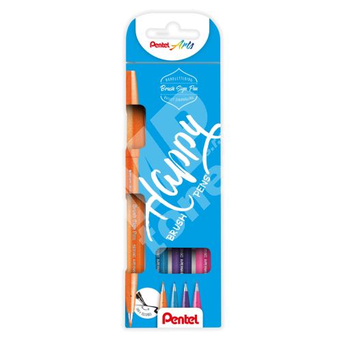 Pentel Brush Sign Pen touch SES15-4COL Happy sada 6