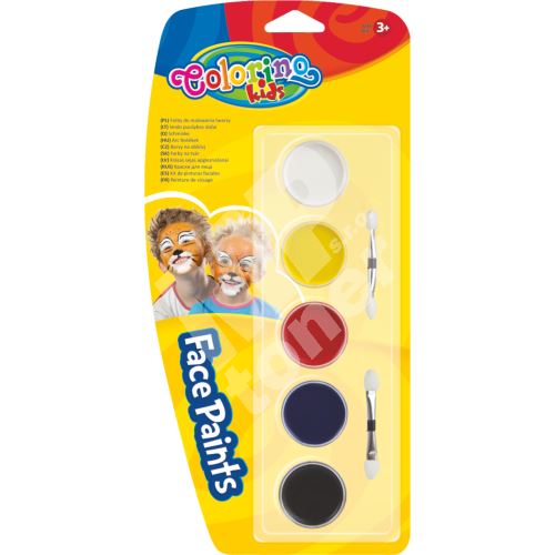 Colorino barvy na obličej, suché, štěteček, 5 barev 1