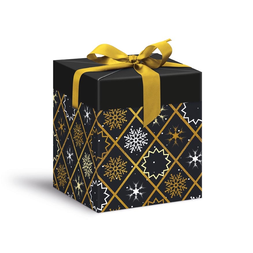 Krabička dárková vánoční 12 x 12 x 15cm, černá