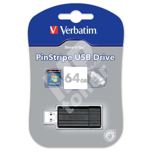Verbatim 64GB PinStripe USB flash disk 2.0, 49065, černá 1