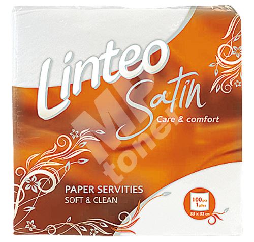 Linteo Satin papírové ubrousky bílé 33 x 33 cm 100 kusů 1