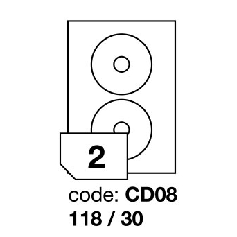Samolepící etikety Rayfilm Office průměr 118/30 mm 100 archů R0100.CD08A
