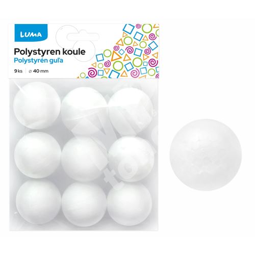 Polystyren Luma, Koule 40mm, 9ks 1