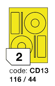 Samolepící etikety Rayfilm Office průměr 116/44 mm 300 archů, fluo žlutá, R0131.CD13D