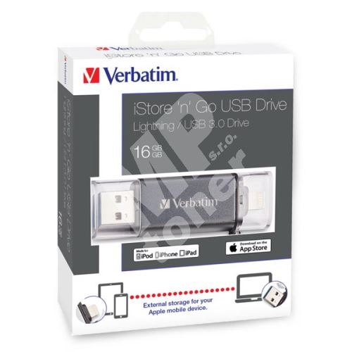 Verbatim iStore n Go Lightning 16GB, USB flash disk 3.0, 49304, OTG, černá 1