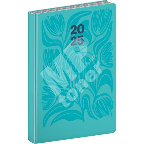 Denní diář Notique Cambio 2025, tyrkysové květiny, 13 x 18 cm 1