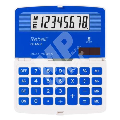 Kalkulačka Rebell Clam 8 blue, modrá, kapesní, osmimístná 1