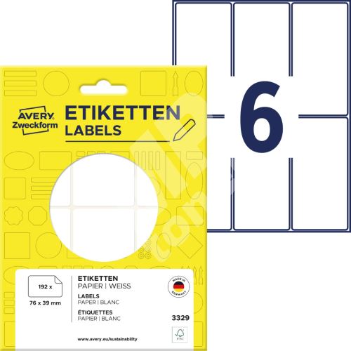 Samolepící etikety 76 x 39 mm, 192 ks etiket v bal. 3329 1
