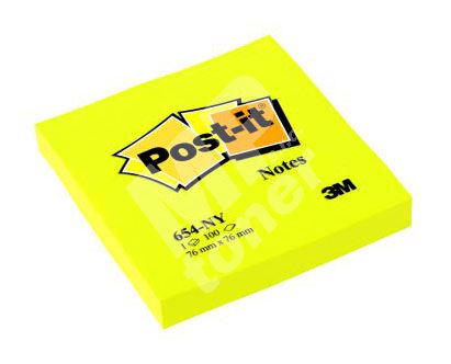 Samolepící bloček 76x76 Post-it 3M neon žlutá, 654-NY 1