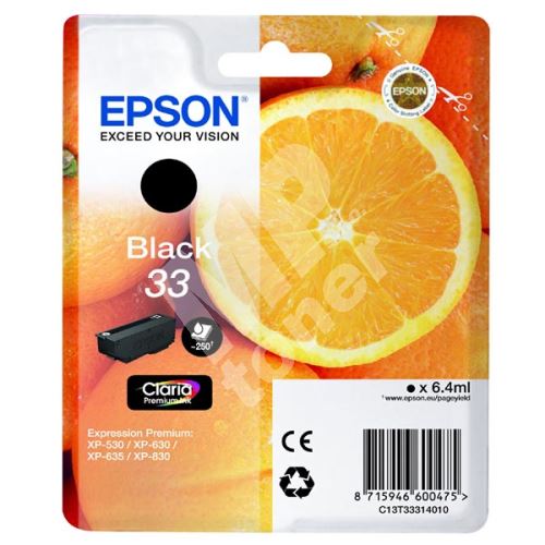 Cartridge Epson C13T33314012, black, originál 1
