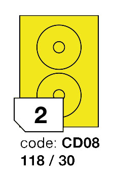 Samolepící etikety Rayfilm Office průměr 118/30 mm 300 archů, matně žlutá, R0121.CD08D