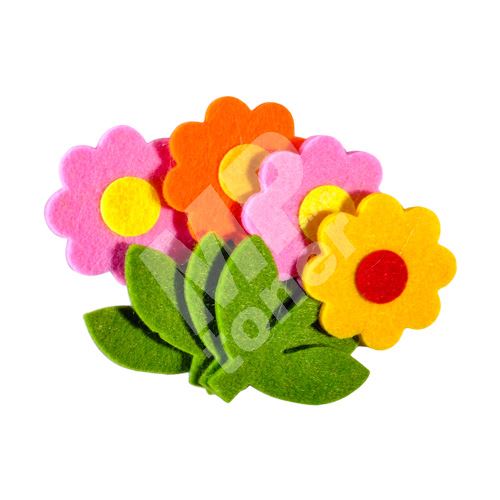 Dekorační plstěné květiny, mix barev 4 ks 1