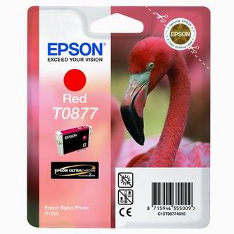 Inkoustová cartridge Epson C13T08734010, Stylus Photo R1900, červená,1*11,4ml, originál