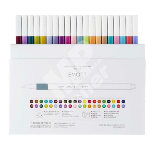 Sada linerů Uni Emott, mix 40 barev, 0,4mm 2