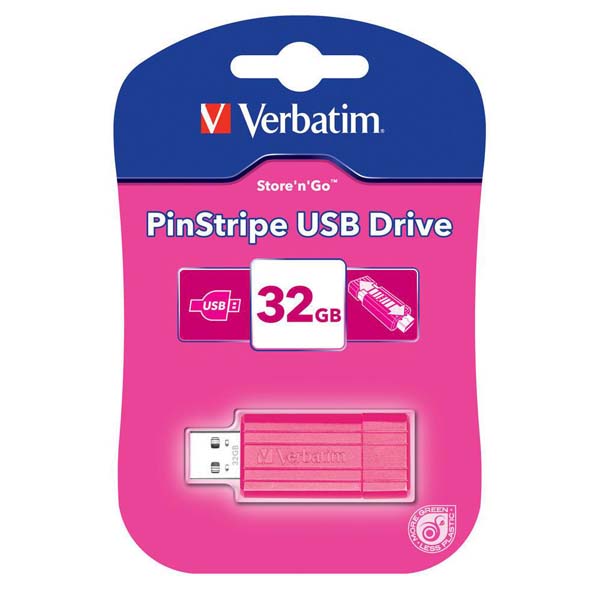 32GB Verbatim Store'n'Go PinStripe, USB flash disk, 2.0, 49056, růžová