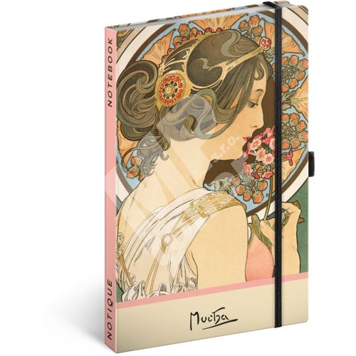 Notes Notique Alfons Mucha, Petrklíč, tečkovaný, 13 x 21 cm 1