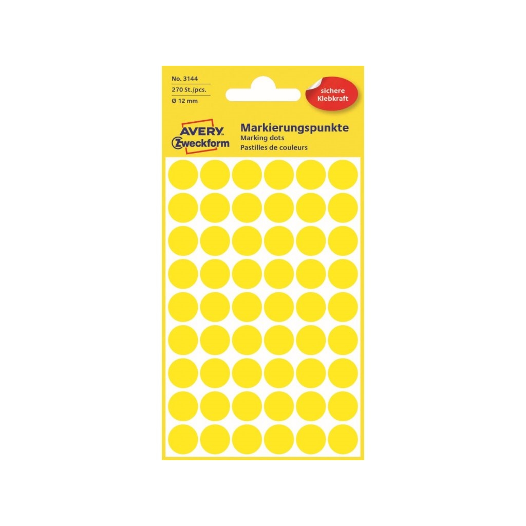 Etikety na ruční popis kolečko průměr 12 mm - žluté - 3144