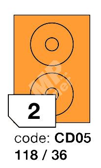 Samolepící etikety Rayfilm Office průměr 118/36 mm 300 archů, fluo oranžová, 1