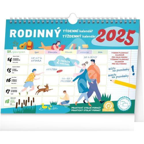 Týdenní plánovací kalendář Notique, s háčkem, rodinný, 2025, 30 x 21 cm 1