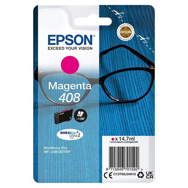 Inkoustová cartridge Epson C13T09J34010, WF-C4810DTWF, magenta, 408, originál