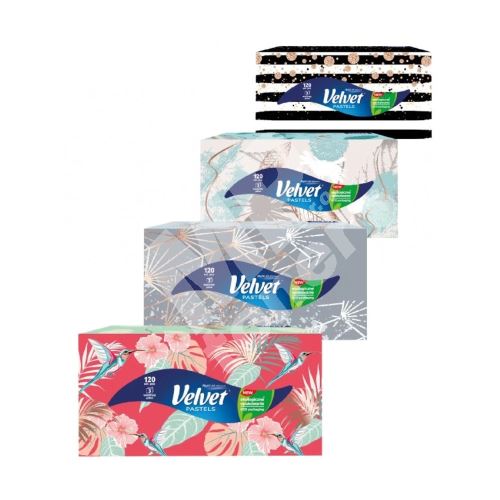 Velvet Pastels hygienické kapesníky 3vrstvé, box 120 kusů 1