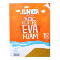 Dekorační pěna EVA zlatá glitter A4, tloušťka 2,0 mm, samolepící, 10ks