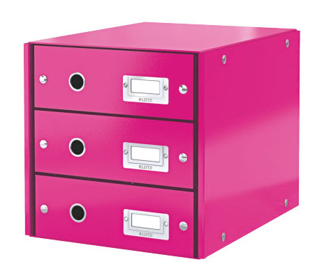 Archivační box zásuvkový Leitz Click-N-Store, 3 zásuvky, růžový