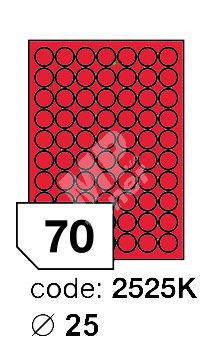 Samolepící etikety Rayfilm Office průměr 25 mm 300 archů, fluo červená, R0132.2525KD 1
