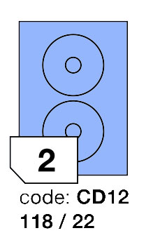 Samolepící etikety Rayfilm Office průměr 118/22 mm 300 archů, matně modrá, R0123.CD12D
