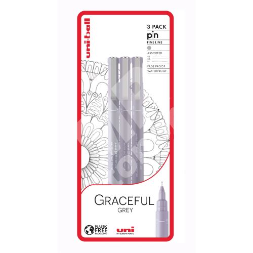 Uni Pin Graceful Grey sada 3 ks linerů, sv. šedá (0,1/0,5/štětec) 1