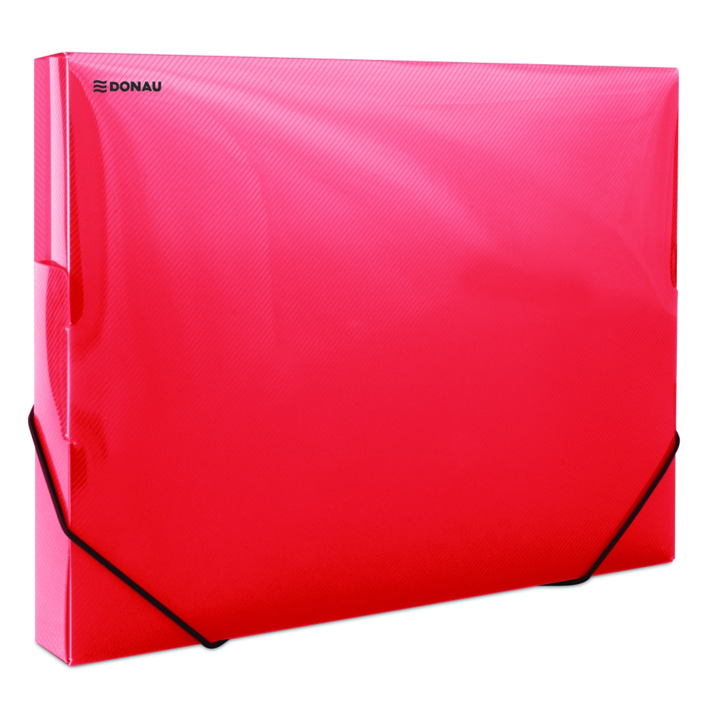 Box na spisy s gumičkou Donau, A4, 30 mm, PP, červený