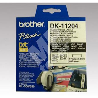 Štítky papírové Brother 17mm x 54mm, bílá, 400 ks, DK11204 1
