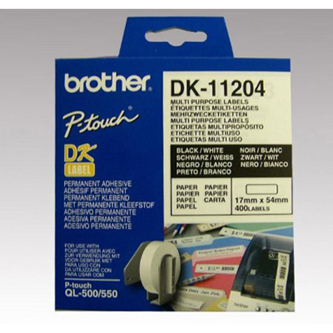 Papírové štítky Brother DK11204, 17mm x 54mm, bílá, 400 ks, pro tiskárny řady QL