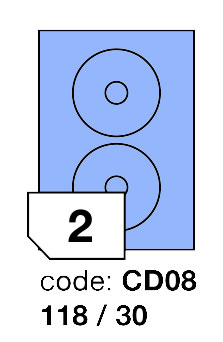 Samolepící etikety Rayfilm Office průměr 118/30 mm 300 archů, matně modrá, R0123.CD08D