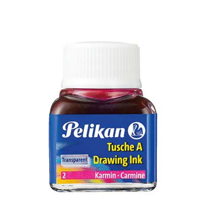 Tuš Pelikan A523 10 ml, pro kreslicí pera, kreslicí brky a štětce, červená