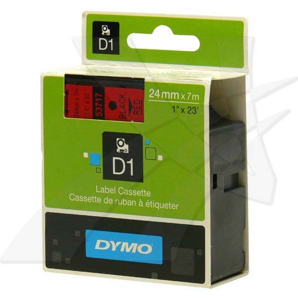 Páska Dymo D1 24 mm x 7m, černý tisk/červený podklad, 53717, S0720970