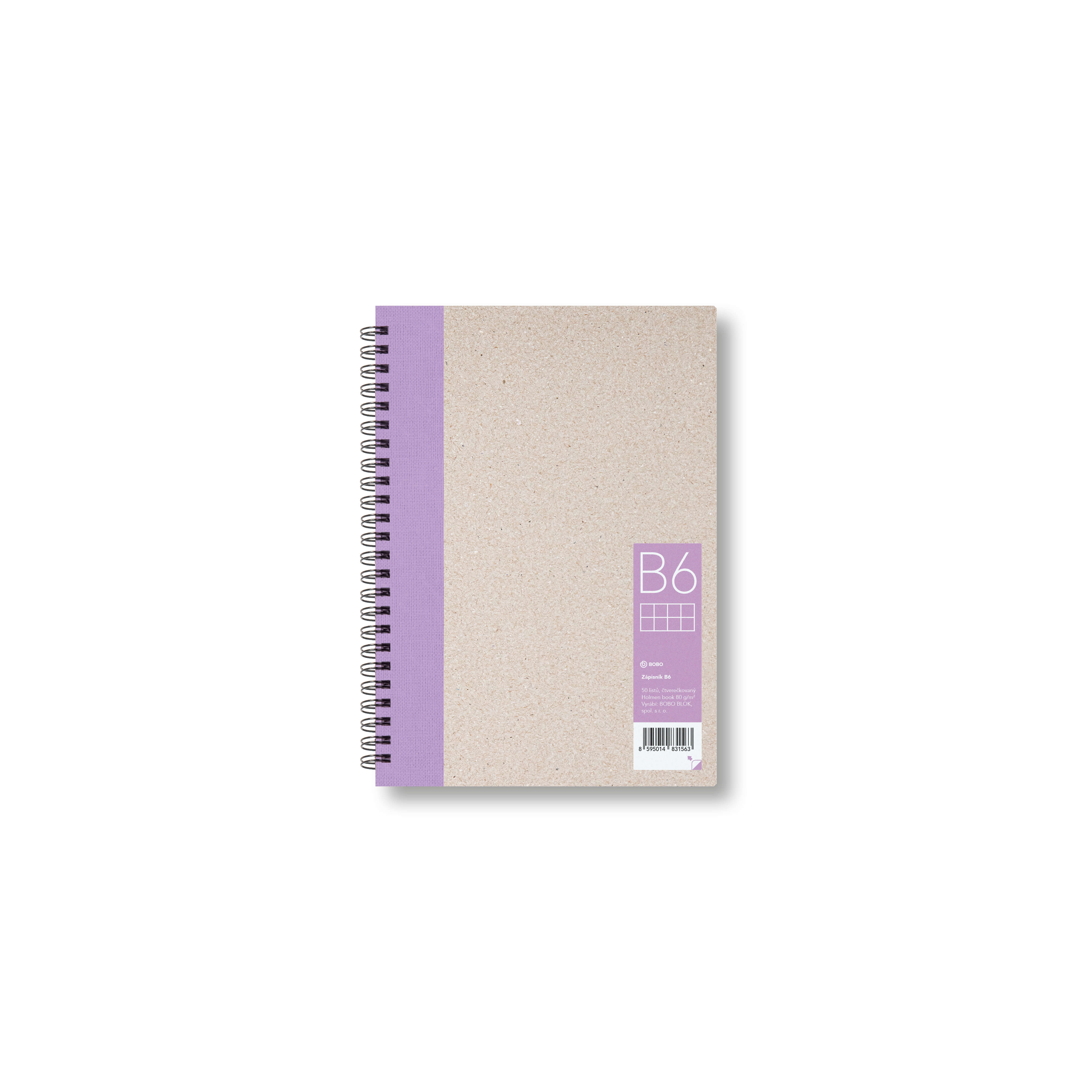 Zápisník Bobo B6, čtverečkovaný, fialový