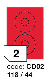 Samolepící etikety Rayfilm Office průměr 118/44 mm 300 archů, fluo červená, R0132.CD02D