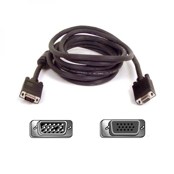 Kabel k monitoru SVGA, 15M/15F, 3m, ferritové stínění, (15 pin)