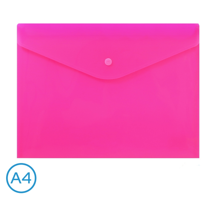 Obal spisový s klopou a drukem A4 neon Luma, růžový