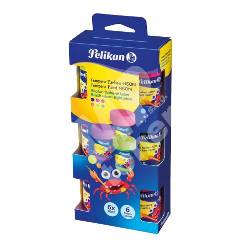 Temperové barvy Pelikan 740N, 6 neonových barev 1