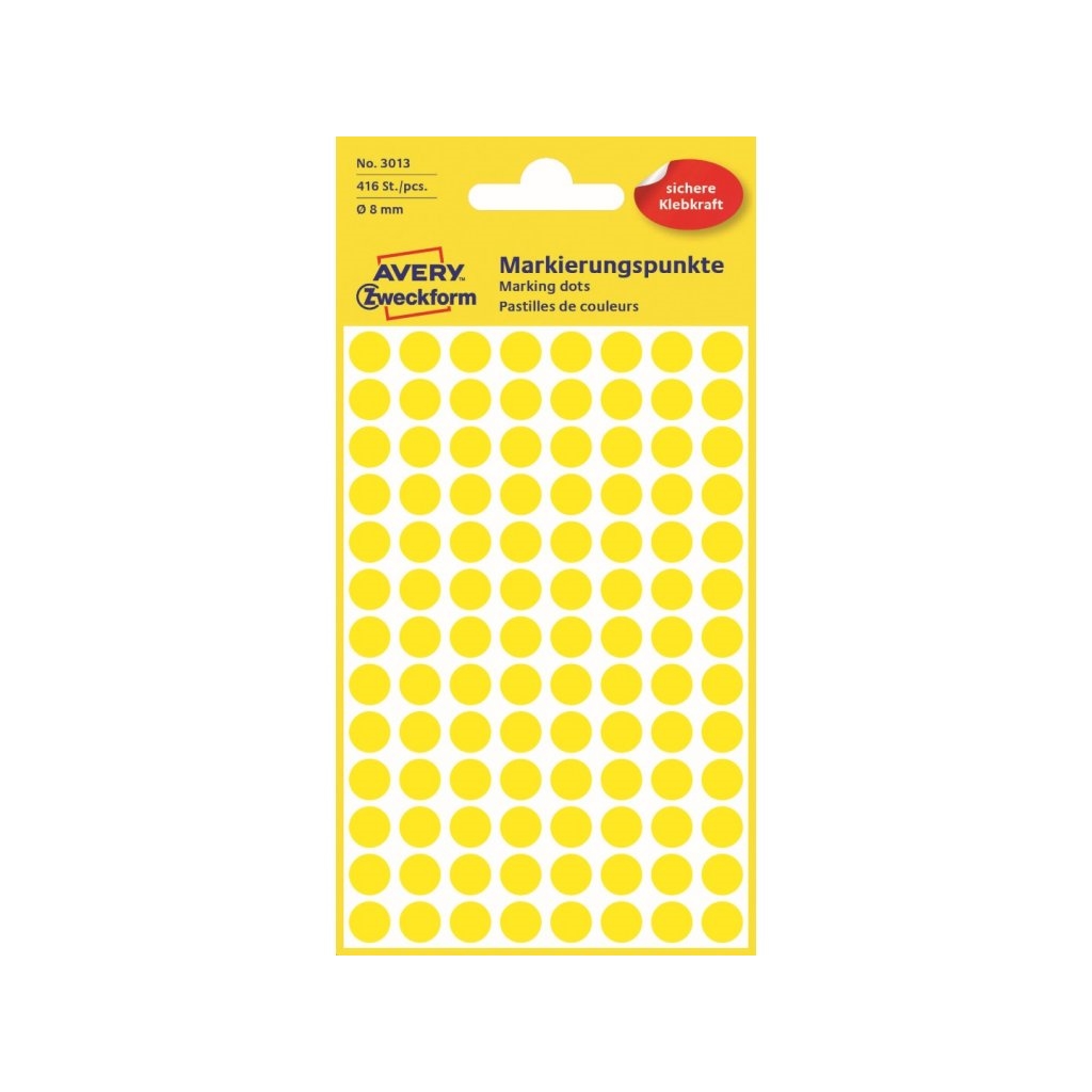 Etikety na ruční popis kolečko průměr 8 mm - žluté - 3013