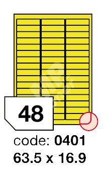 Samolepící etikety Rayfilm Office 63,5x16,9 mm 300 archů, fluo žlutá, R0131.0401D 1