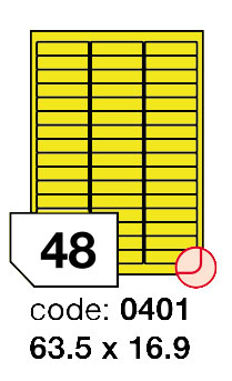 Samolepící etikety Rayfilm Office 63,5x16,9 mm 300 archů, fluo žlutá, R0131.0401D