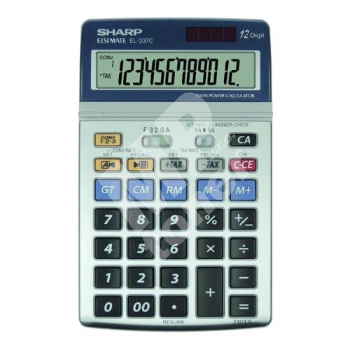 Kalkulačka Sharp EL337C, stříbrná, stolní, dvanáctimístná 1