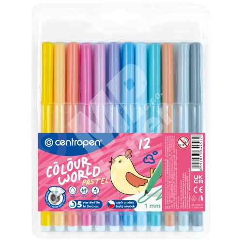 Popisovače Centropen 7550/12 Colour World Pastel, 12 barev 1